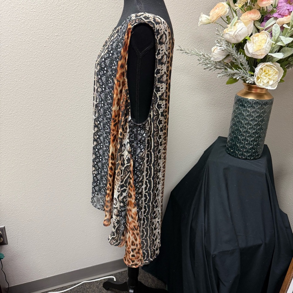 Cato Woman 26/28W Sleeveless Animal Print Mixed Pattern Boho Tunic Top - Picture 3 of 8